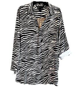 Jones New York JNY Zebra Print Linen Blend Tunic Top